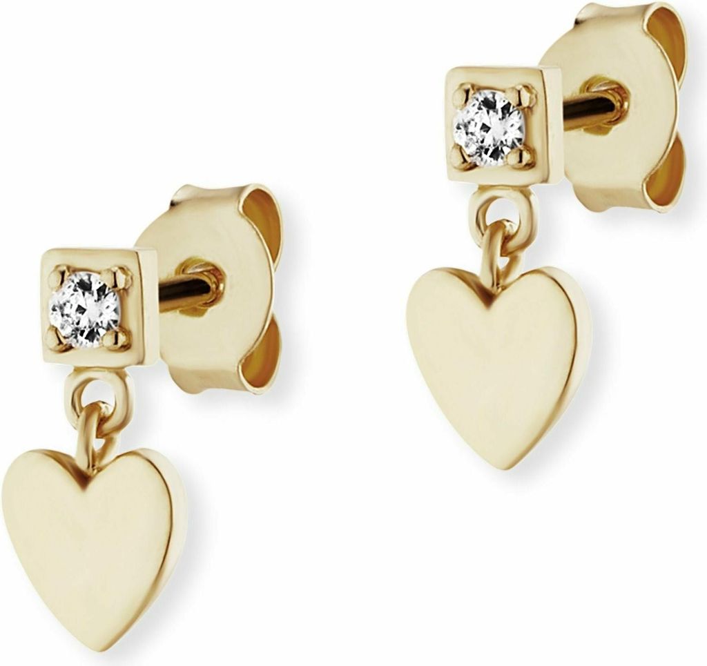 cai Ohrstecker 925/- Sterling Silber 1,0cm gelb Zirkonia weiß 135210102