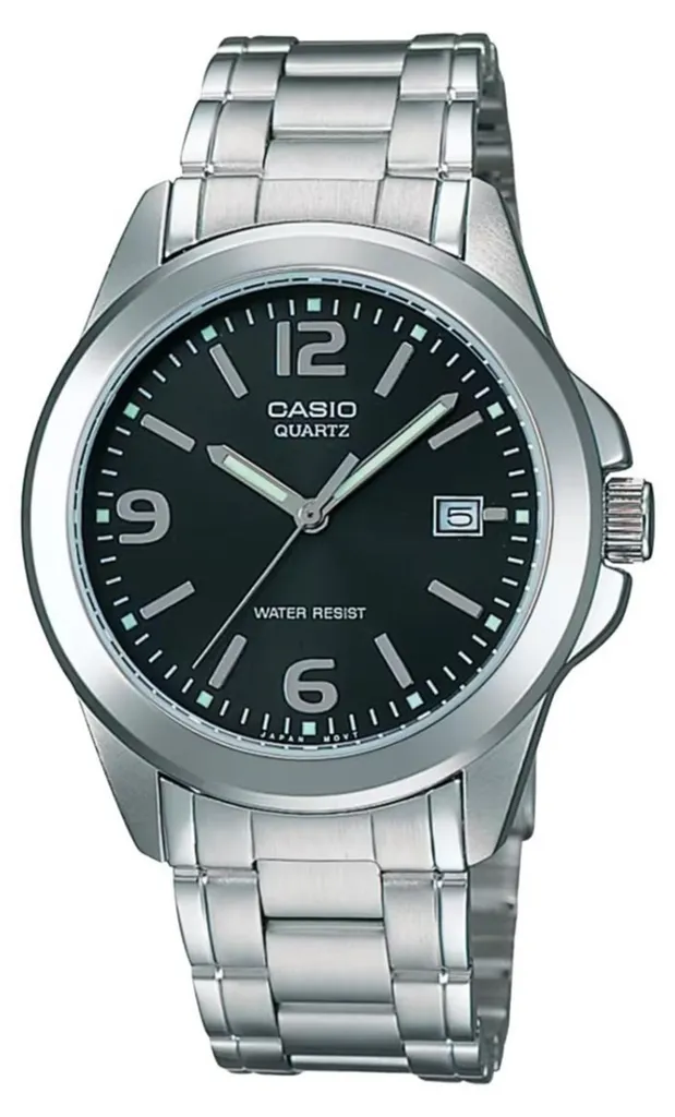 Montre Casio MTP-1215A-1ADF Cadran Noir avec Dateur et Bracelet Métal