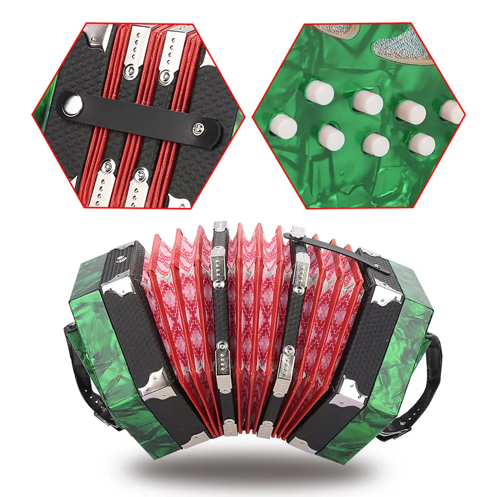 Concertina 20 Boutons Léger Accordéon Maniement Facile sans Fatigue