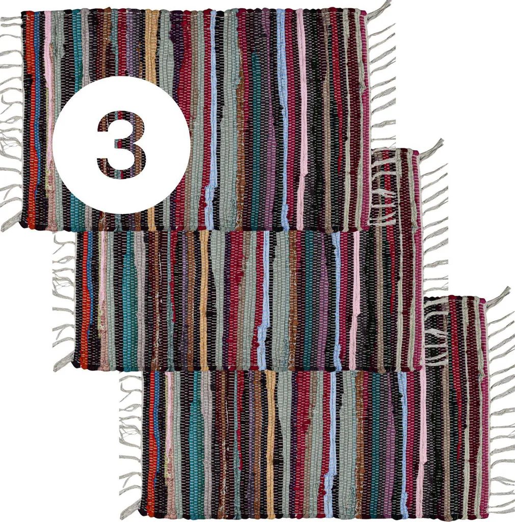 Tappeto Runner 50x90 Cotone Naturale Marrakesch | Set 3 Pezzi Boho