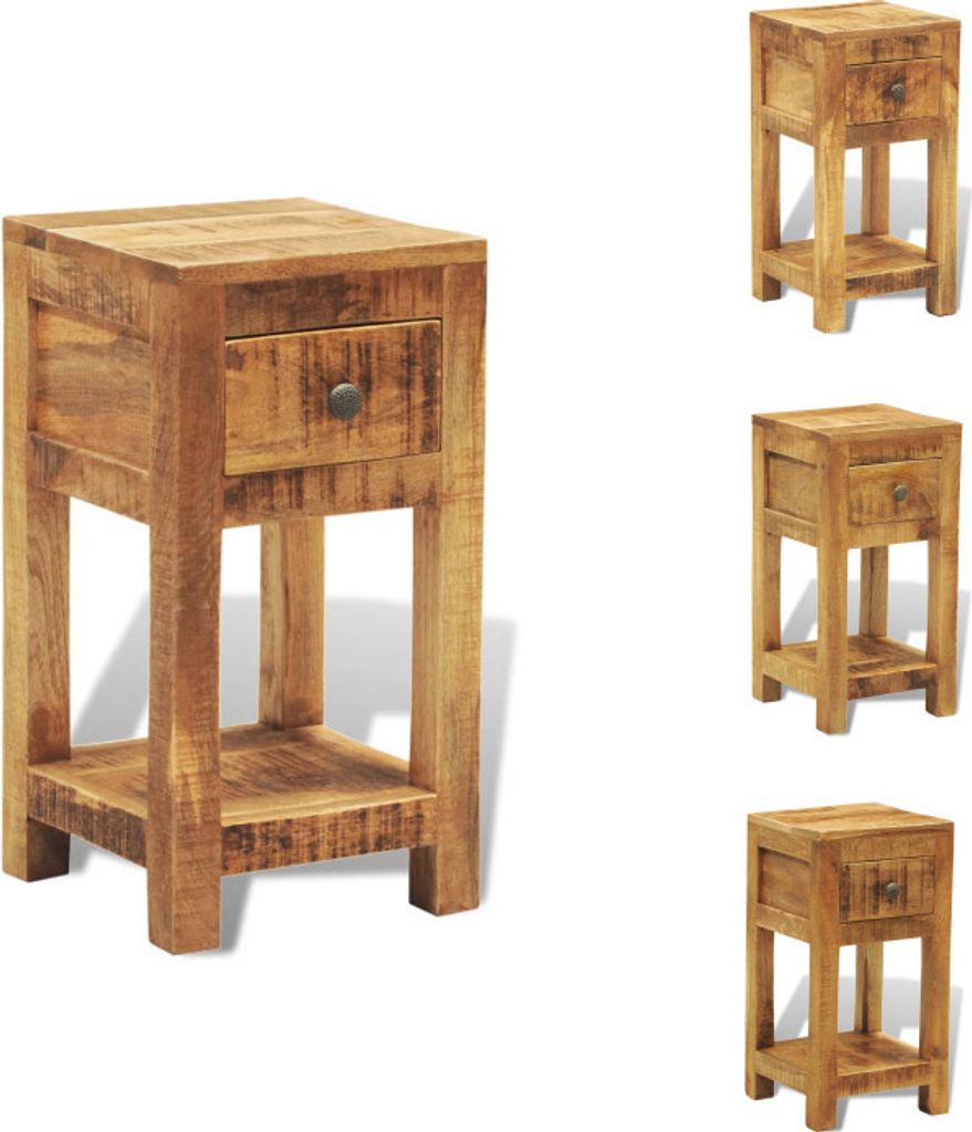 vidaXL Nachttisch mit 1 Schublade Mango Massivholz - Nachttische