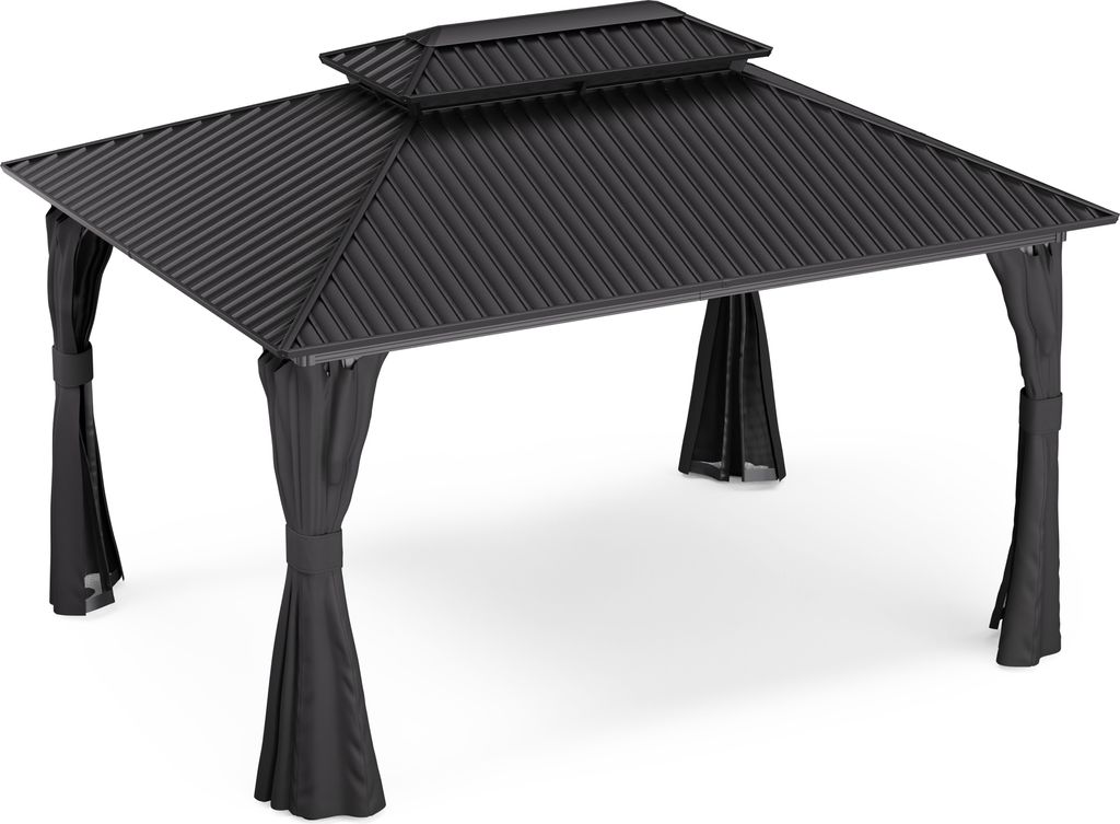 Blumfeldt Pavillon 3x4, Gartenpavillon Wasserdicht Stabil Winterfest, Aluminiumrahmen & Verzinktes Stahldach, Inkl. Vorhänge & Moskitonetz, UV-Sch...