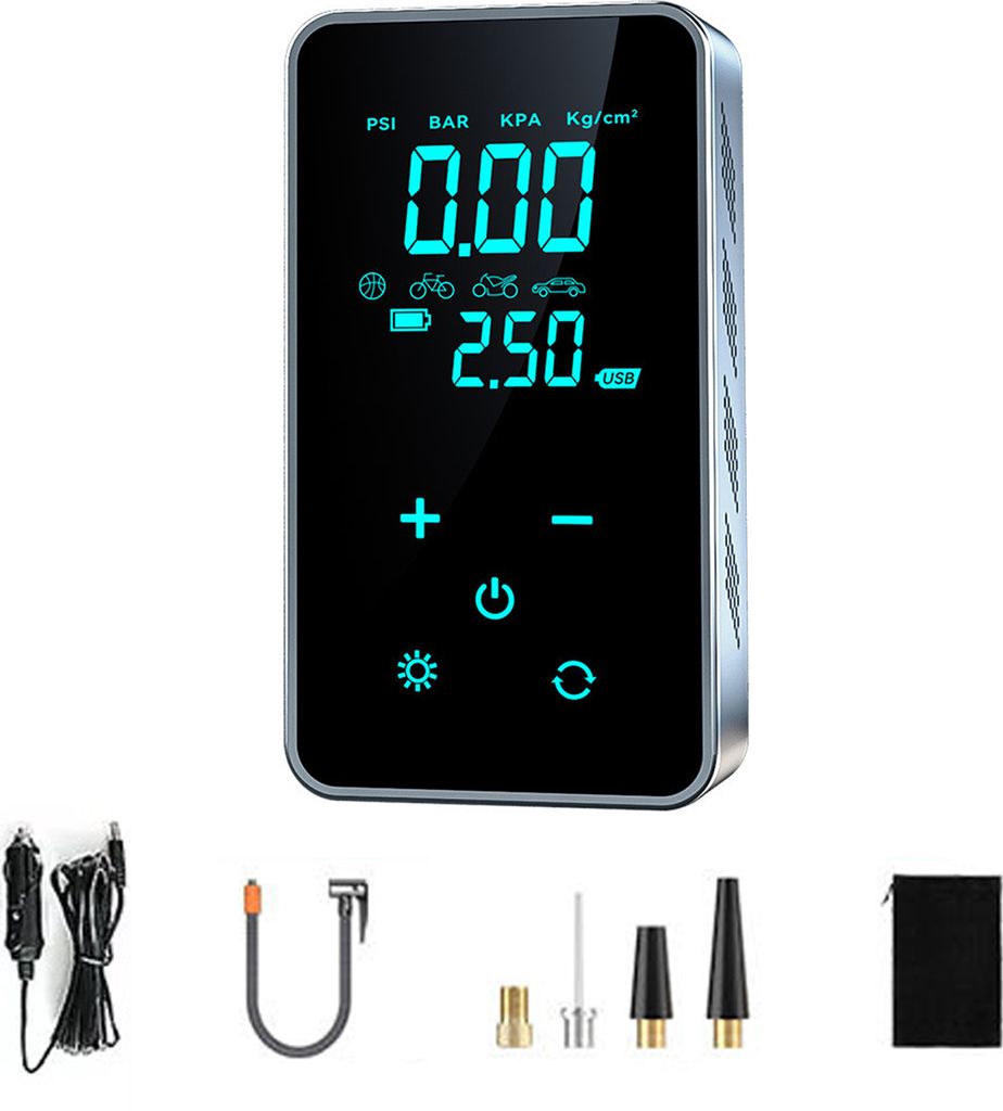 ST-9616A Fahrzeugmontierte Luftpumpe mit Voll-Touchscreen, tragbare Luftpumpe fuer Automobil-Luftkompressor, elektrischer Reifenfueller