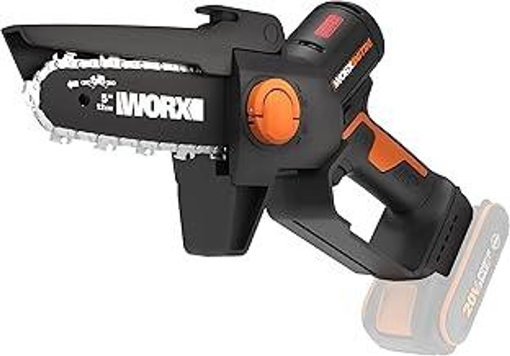 WORX WG325E.9 Nitro Profi Mini Akku-Kettensäge 20V, Einhand Ast-Säge, Brushless Motor, 5650 /min, 12cm Schwertlänge, leicht & kompakt, automatis...