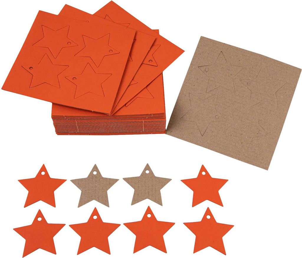 300 x Geschenkanhänger Sterne Premium Preisanhänger, Farbe: Orange