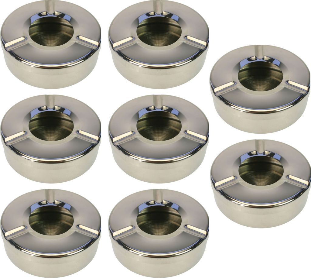 8x Aschenbecher Edelstahl Gastroaschenbecher Windaschenbecher Sturmaschenbecher XL