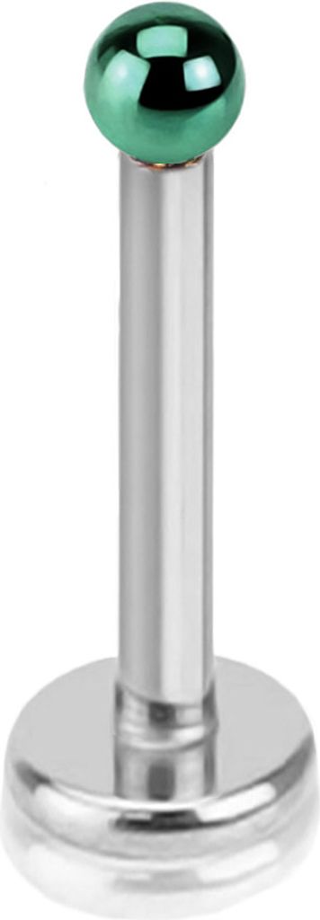 viva-adorno 1,2 x 8mm Lippen Piercing Micro Stecker Tragus Labretstecker Edelstahl Innengewinde Titan Kugel in verschiedenen Farben Z398,grün 8mm