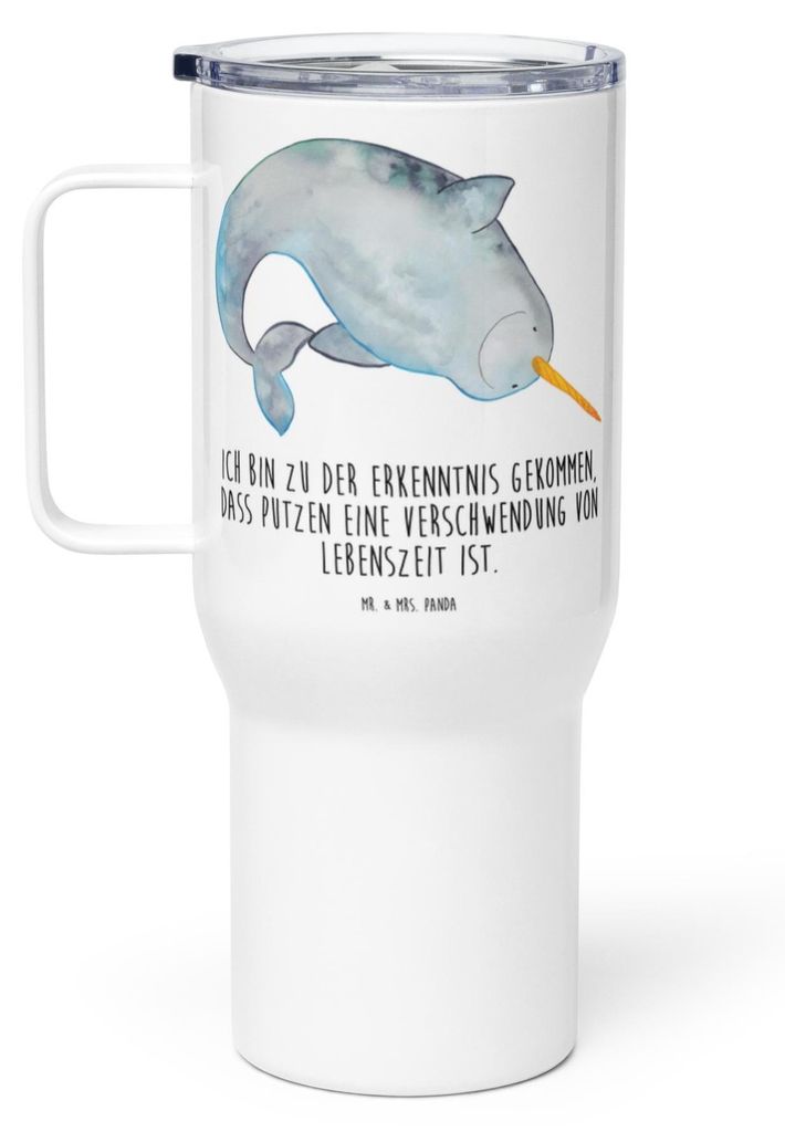 Mr. & Mrs. Panda thermosbecher Narwal - Weiß - Geschenk, Aufräumen, Meer, Trinkgefäß, Putzen, Mehrwegbecher, Wal, Hausfrau, Kinderzimmer, Kaffe...