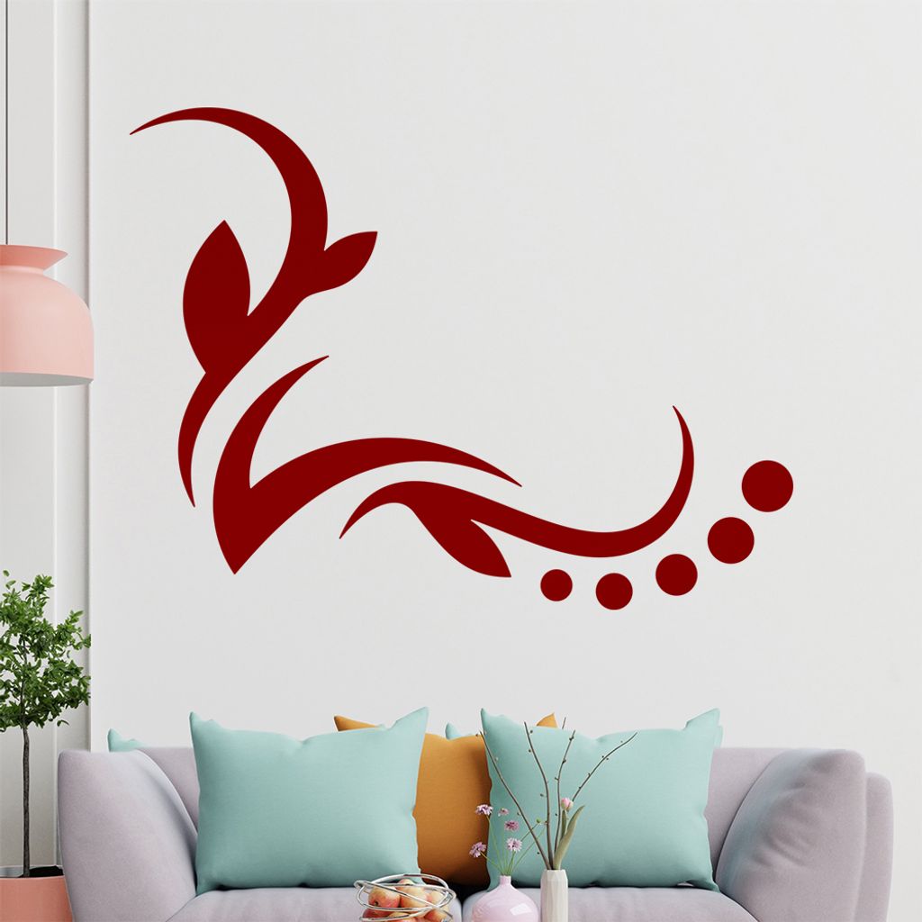 Blätter - Linien Punkte Wandtattoo in 6 Größen - Wandaufkleber Wall Sticker - Dekoration, Küche, Wohnzimmer, Schlafzimmer, Badezimmer