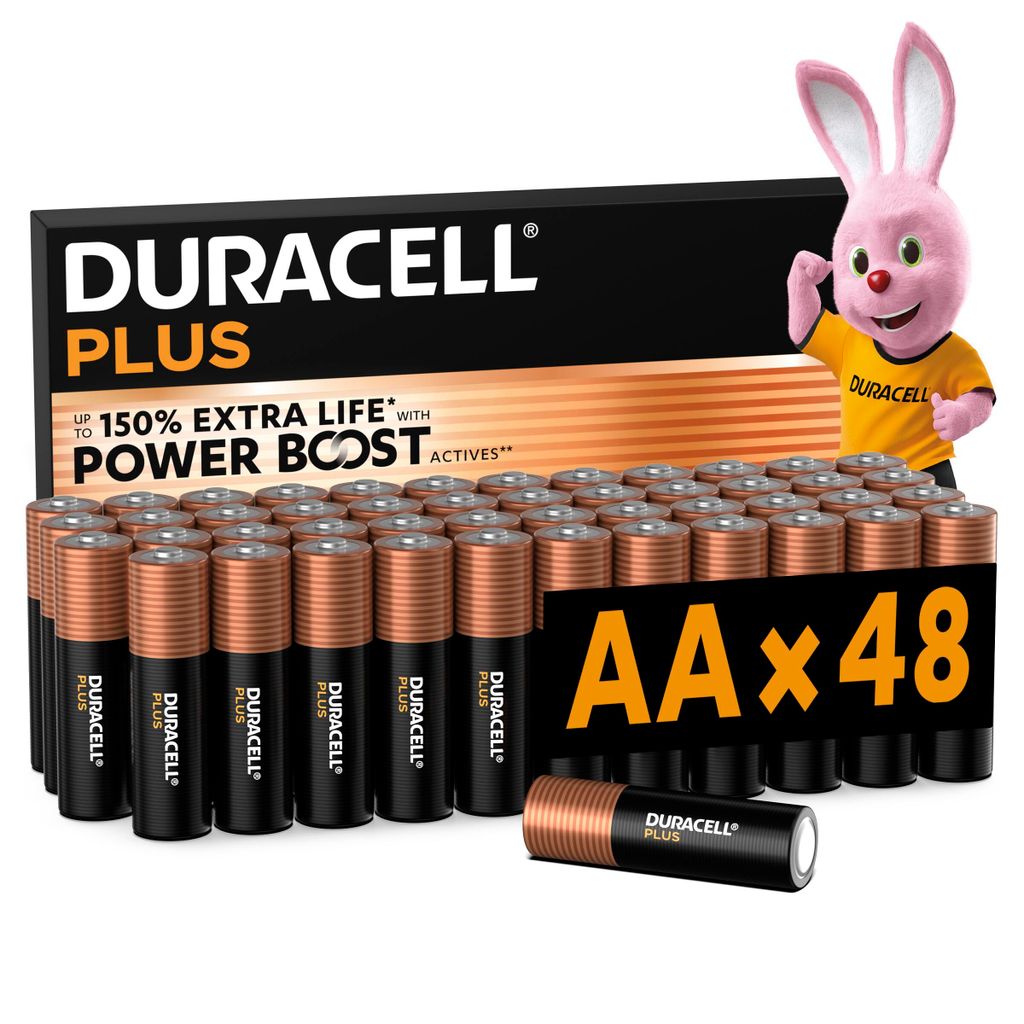 Duracell Plus AA Batterien (48er-Pack) Alkali 1,5 V Hochleistungsbatterien Batterie Bis Zu 150% Längere Lebensdauer Mit Power Boost Active