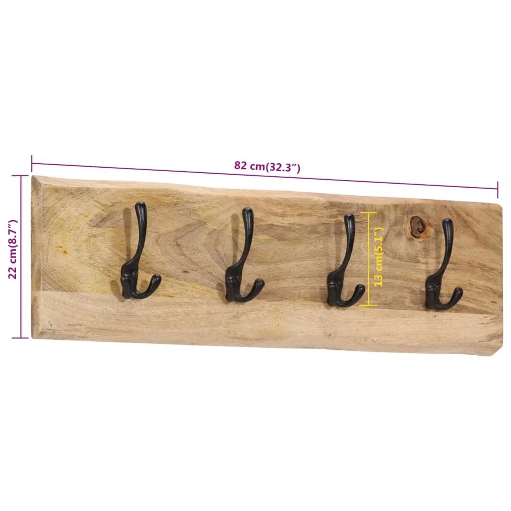 Appendiabiti Muro 4 Posti Legno Mango e Metallo - Design Industriale - 7