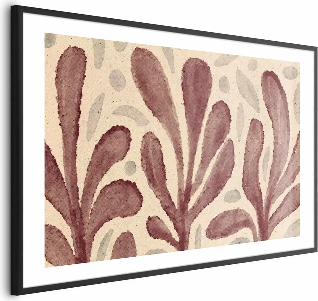 Poster 60x40 cm Foglie e Macchie Astratte Cornice Nera Gallery