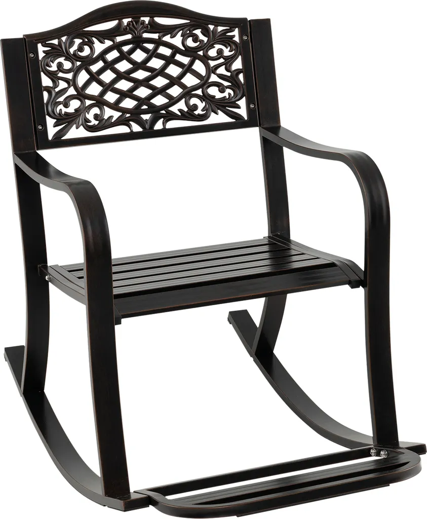 COSTWAY Fauteuil à bascule en fonte d'aluminium avec repose-pieds noir