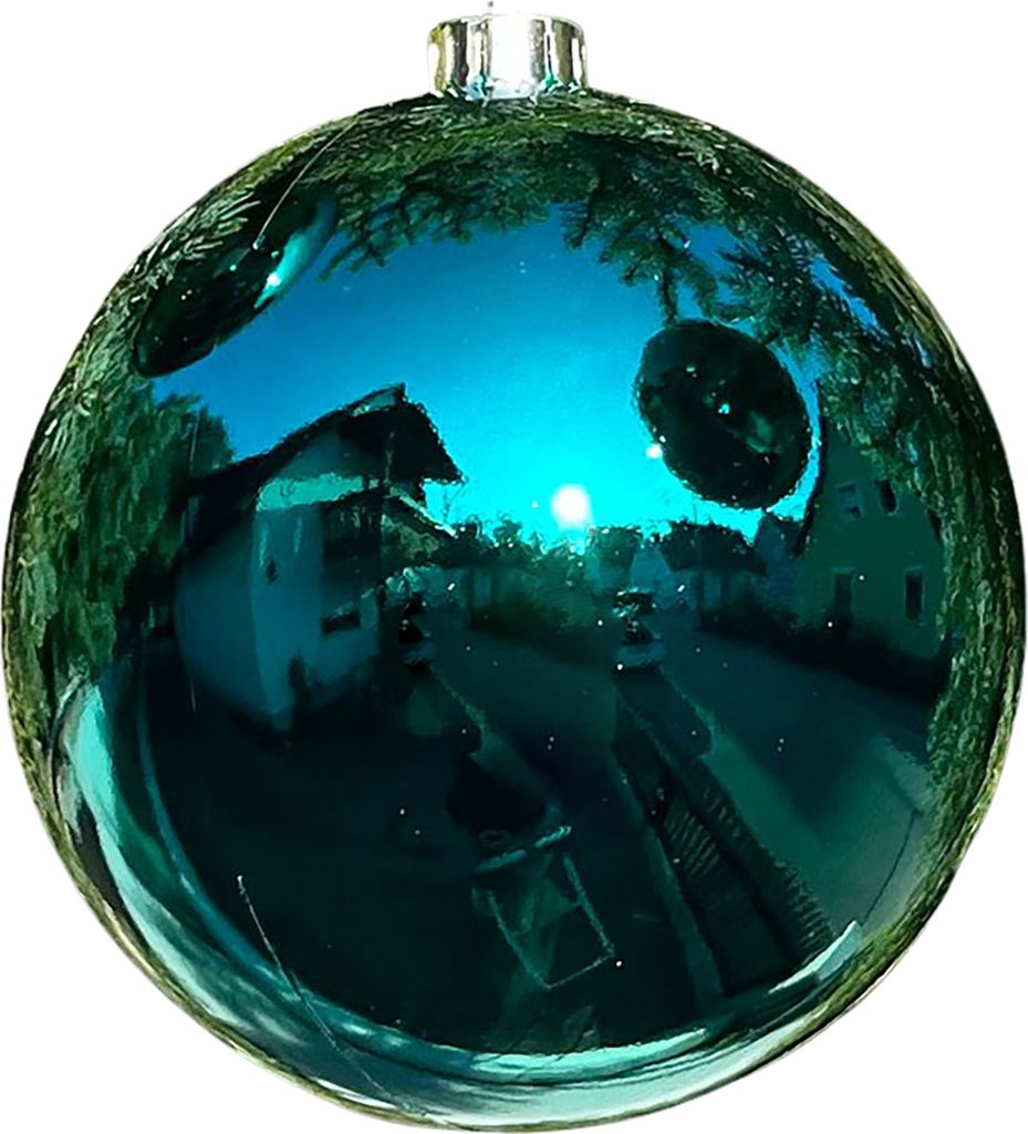 6 x Weihnachtskugeln für den Außenbereich, frostfest und witterungsbeständig - petrol glänzend - Ø 15 cm - Christbaumkugeln aus Kunststoff fü...