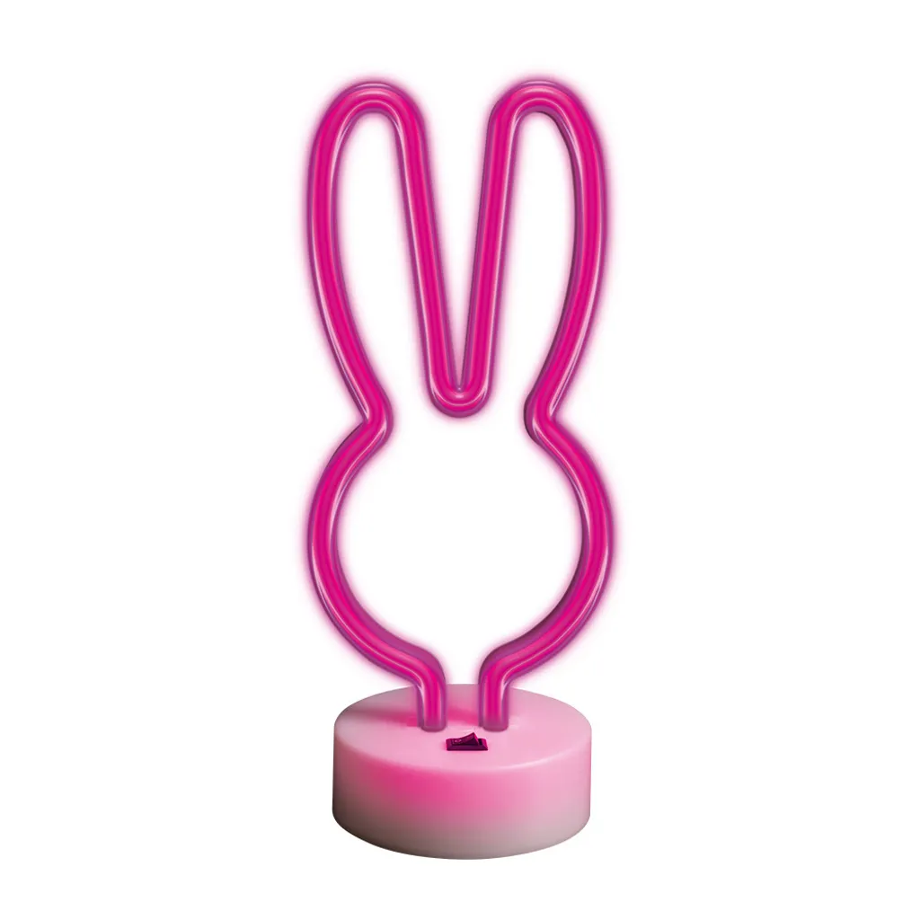 Insegna Neon LED Coniglietto Rosa: Luce Notturna Bunny USB e Batteria