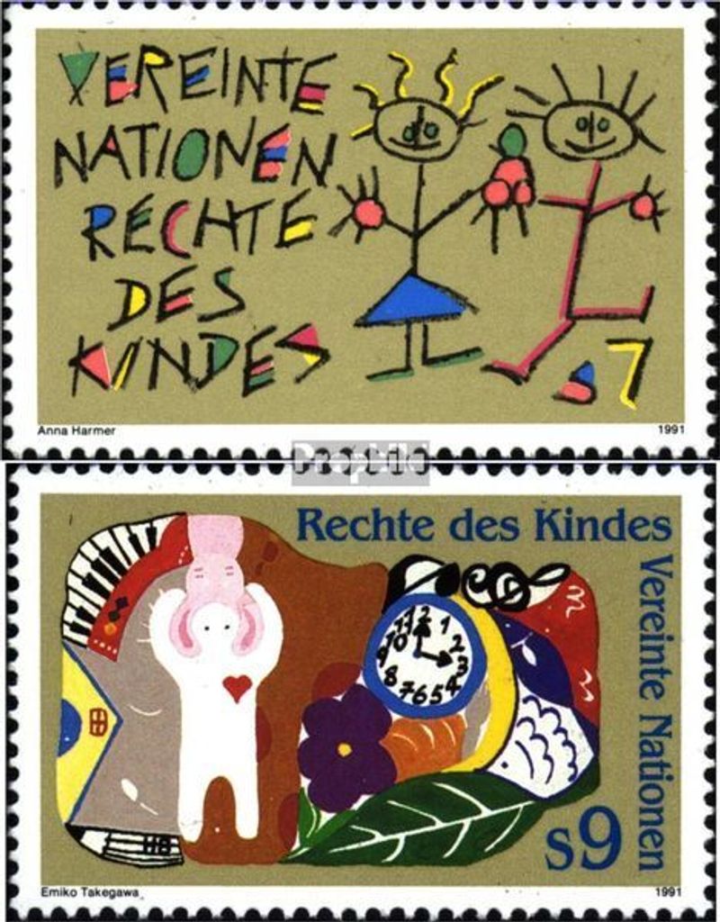 Briefmarken UNO - Wien 1991 Mi 117-118 (kompl.Ausg.) FDC Rechte des Kindes