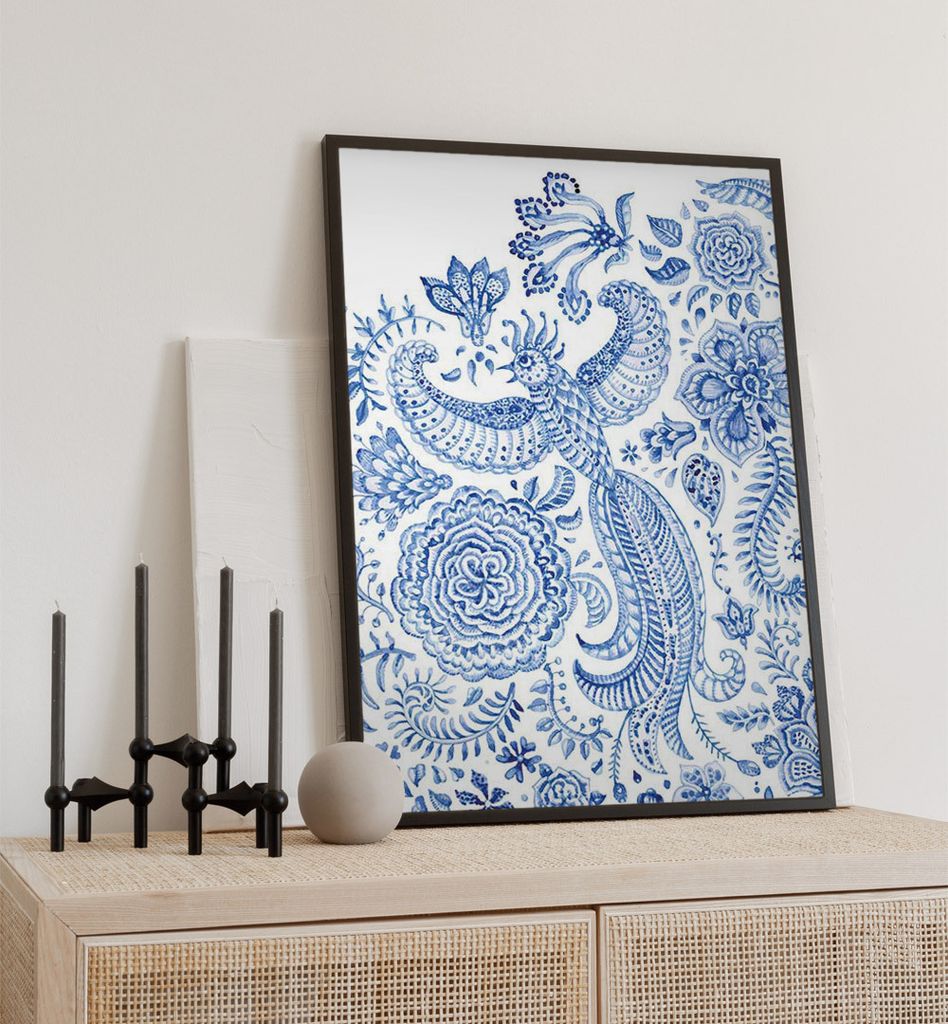 Poster Wasserfarben Aquarell, groesse_poster:21x30 cm, groesse_rahmen:birke 21x30 cm