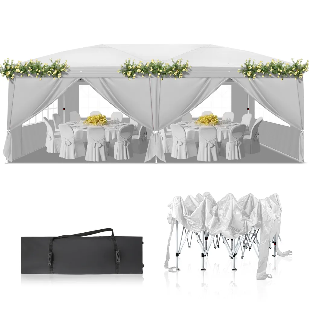 Tente de réception FCH 3x6m pliable pavillon de jardin blanc étanche