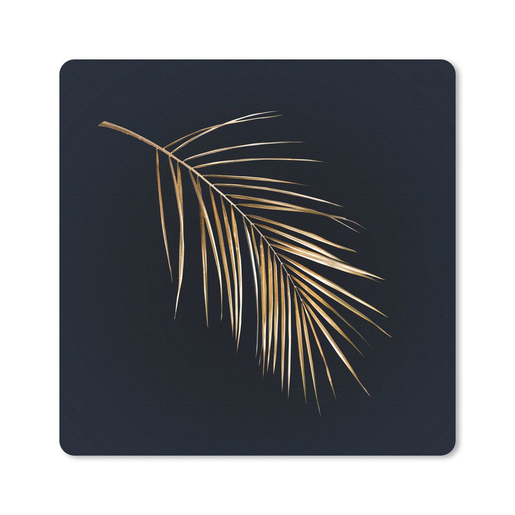 MuchoWow Mauspad Mousepad Pflanzen - Gold - Schwarz - Blätter - Luxus 20x20 cm - Mousepads - Maus Mat - Pad - Mausunterlage - Desk Mat - Bureaua...