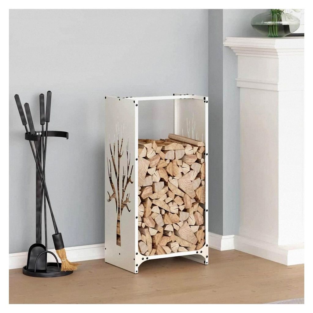 Holzständer, weiß, 40 x 30 x 80 cm, Gewächshaus, Aufbewahrungsregal für Kaminholz, Halterung für Brennholz, große Kapazität