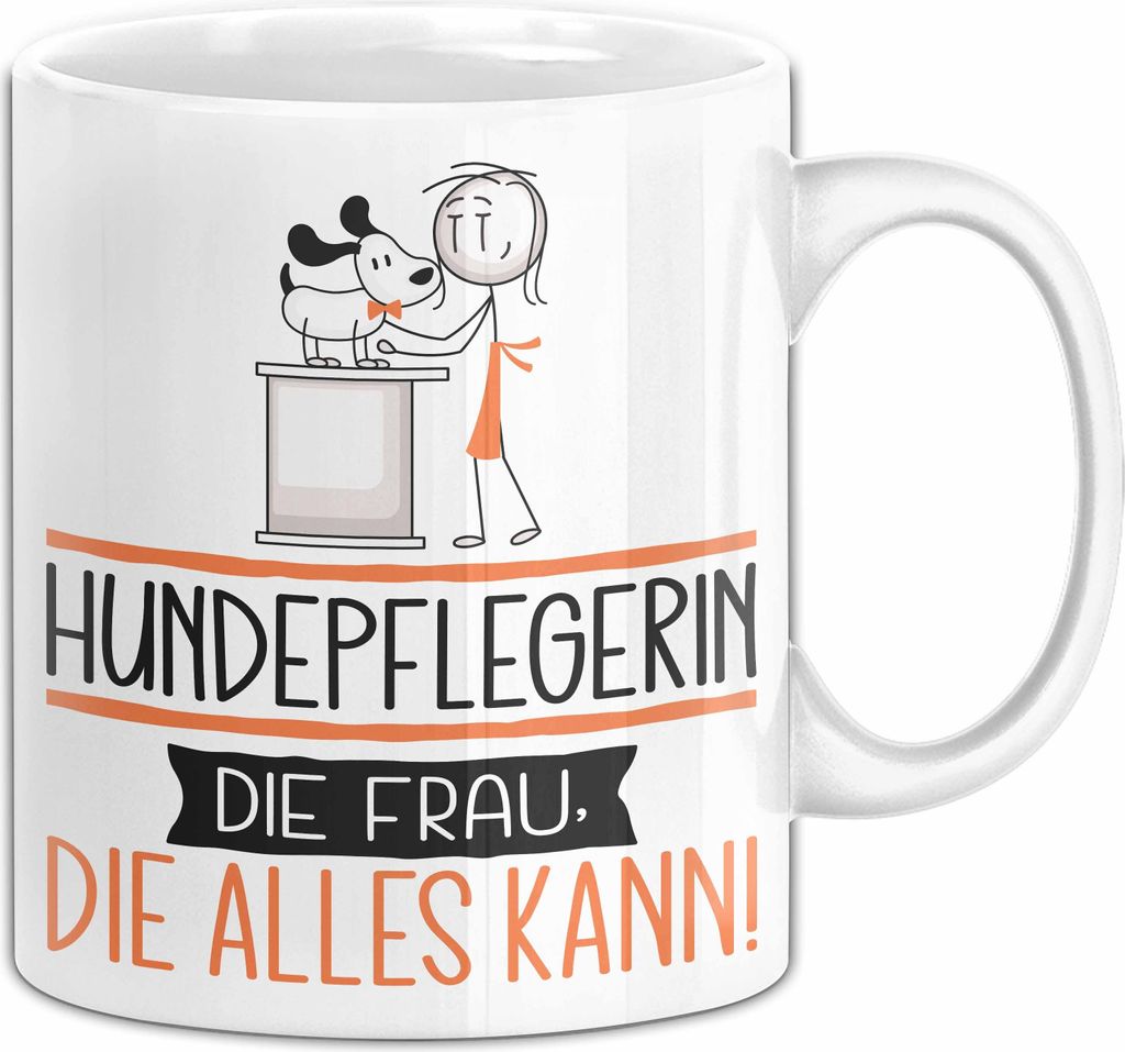 Hundepflegerin Geschenk Tasse Becher Die Frau Die Allen Kann Geschenkidee für eine Hundepflegerin Lustig (Weiß)