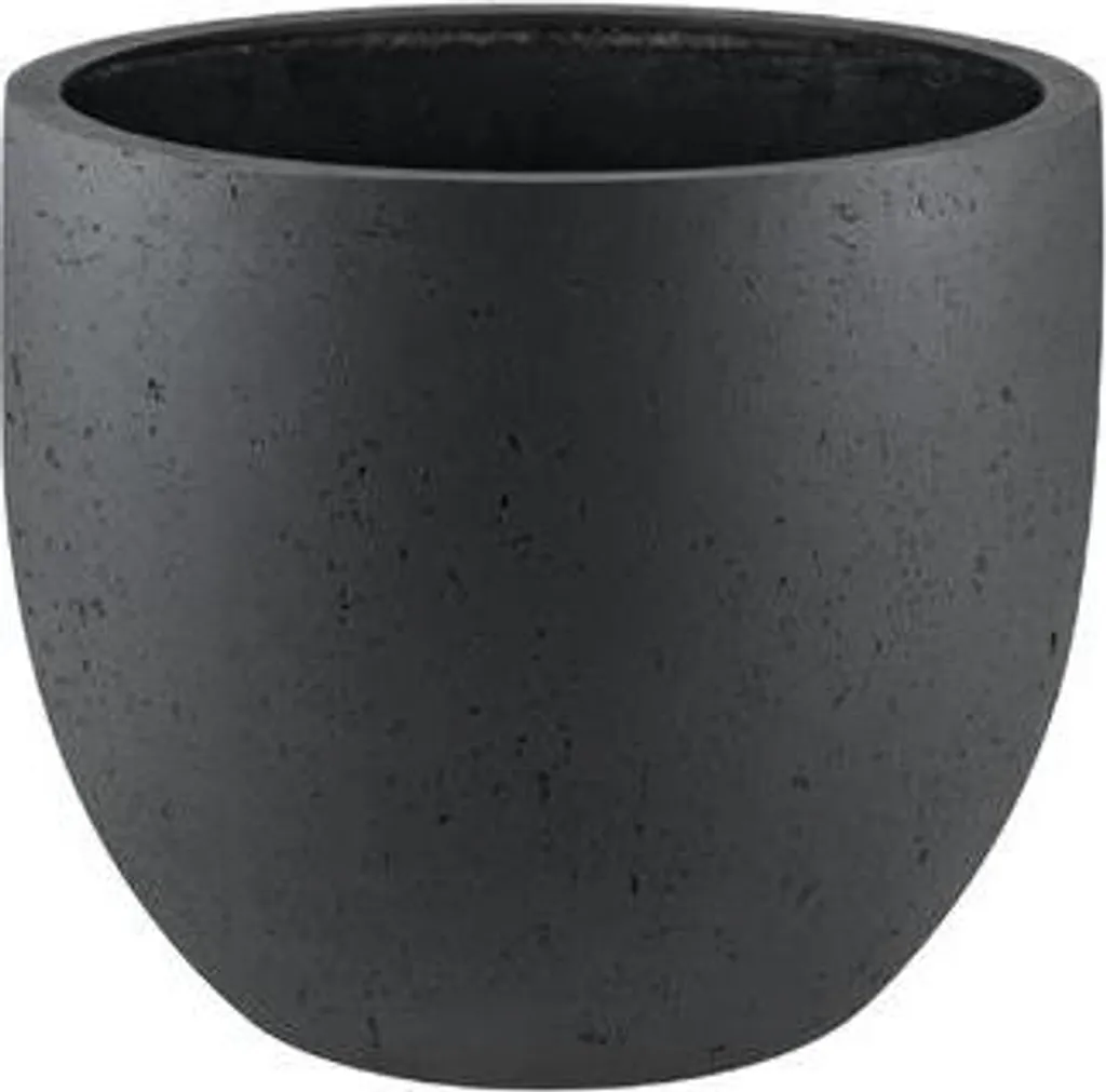 Pot de fleurs anthracite D36cm aspect béton avec drainage pour terrasse