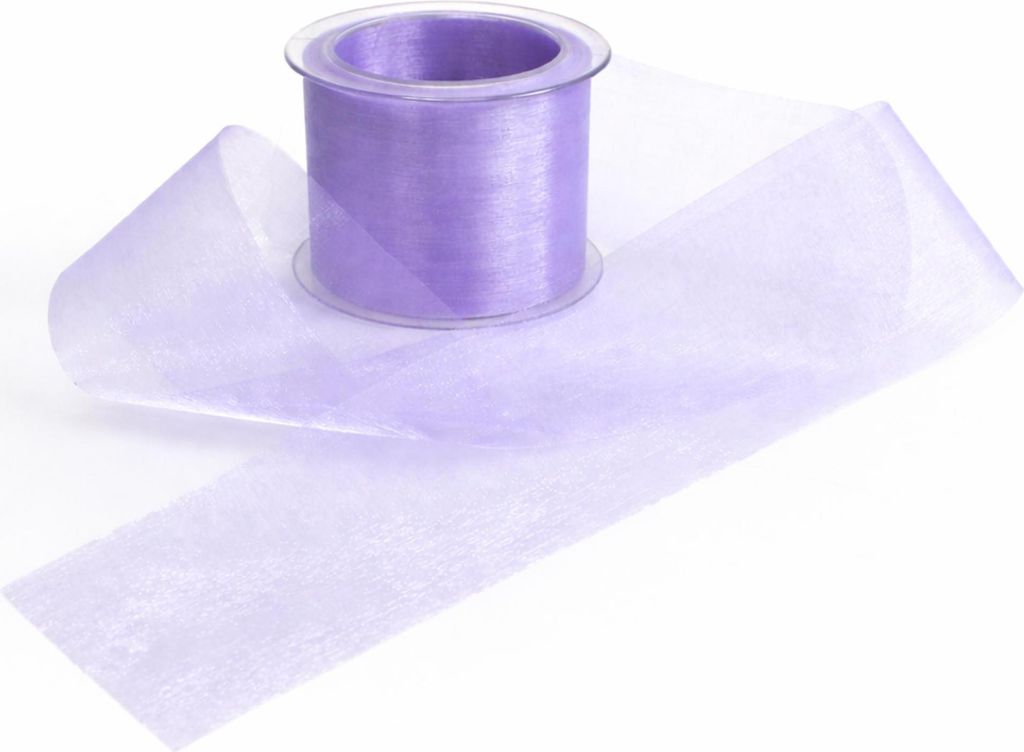 Dekoband Organza 70 mm x 25 m – Transparentes Schleifenband & Organzaband für Hochzeit, Tischdeko & Geschenke flieder