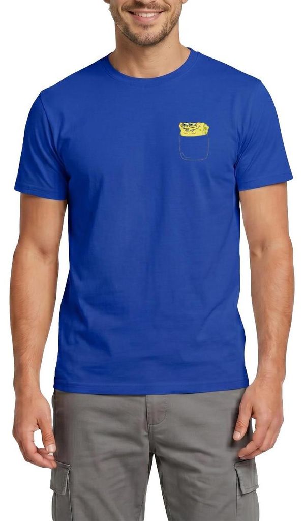 Spreadshirt SpongeBob Schwammkopf Brustmotiv Fanartikel Männer T-Shirt, XL, Dunkelblau