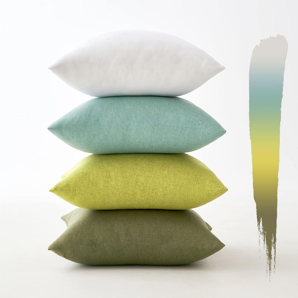 Set mit 4 wasserdichten Outdoor-Kissenbezügen, 45 x 45 cm, Leinenoptik, für Garten, Sofa, Sessel, Wohnzimmer, Schlafzimmer, grün