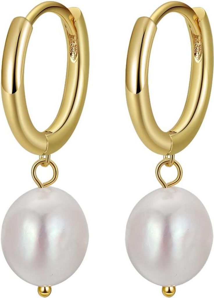 Celestelle – Runde Perlenohrringe aus 925 Silber – Vergoldet