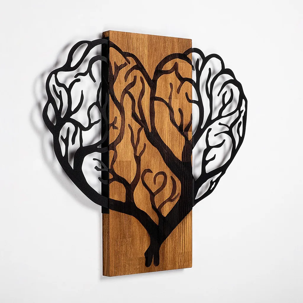 Wallity Brain- SKL2415 Noce/Nero 58x62cm - Arredo Parete Legno - 5