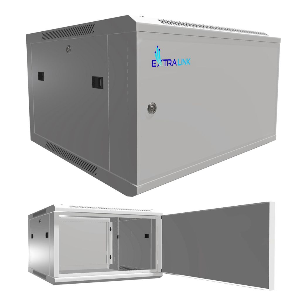 Extralink Wand Rackkast 19 inch 6U 600×600 mm Grijs Metaal Productafbeelding 