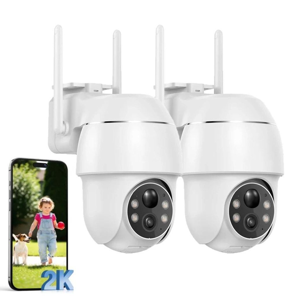 2K Überwachungskamera Aussen WLAN 355°/90° Schwenkbar WLAN Kamera Outdoor 3MP WiFi Kamera mit Automatische Verfolgung 30m Nachtsicht in Farbe IP...