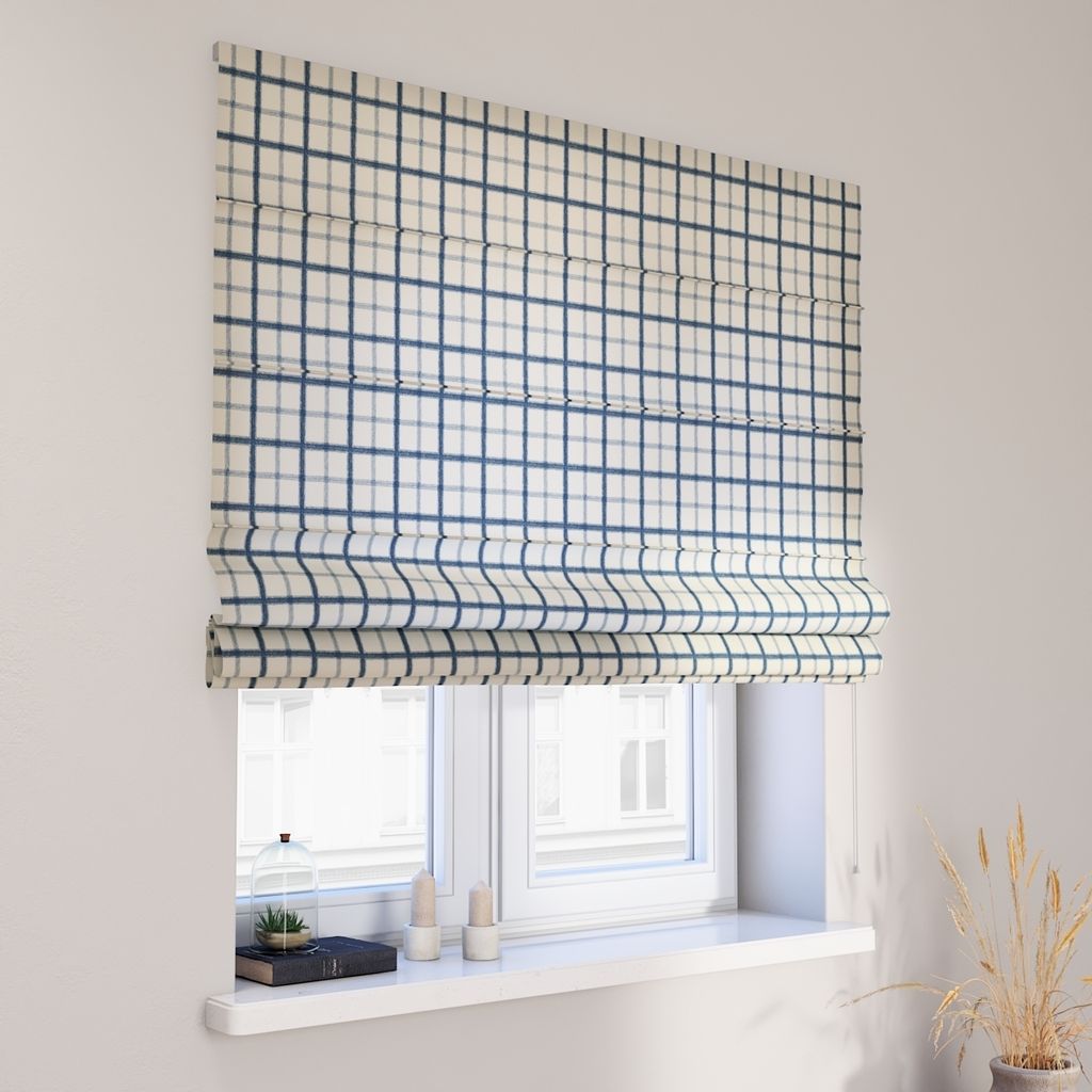 Dekoria Raffrollo Capri, blau-creme, 120 x 150 cm