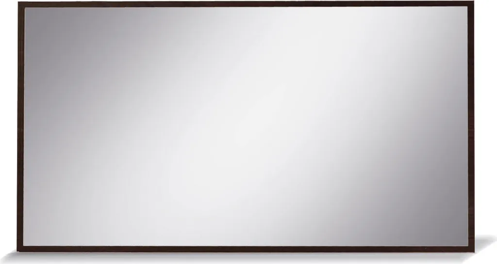 Grand miroir rectangulaire coloris wengé foncé décor bois pour chambre