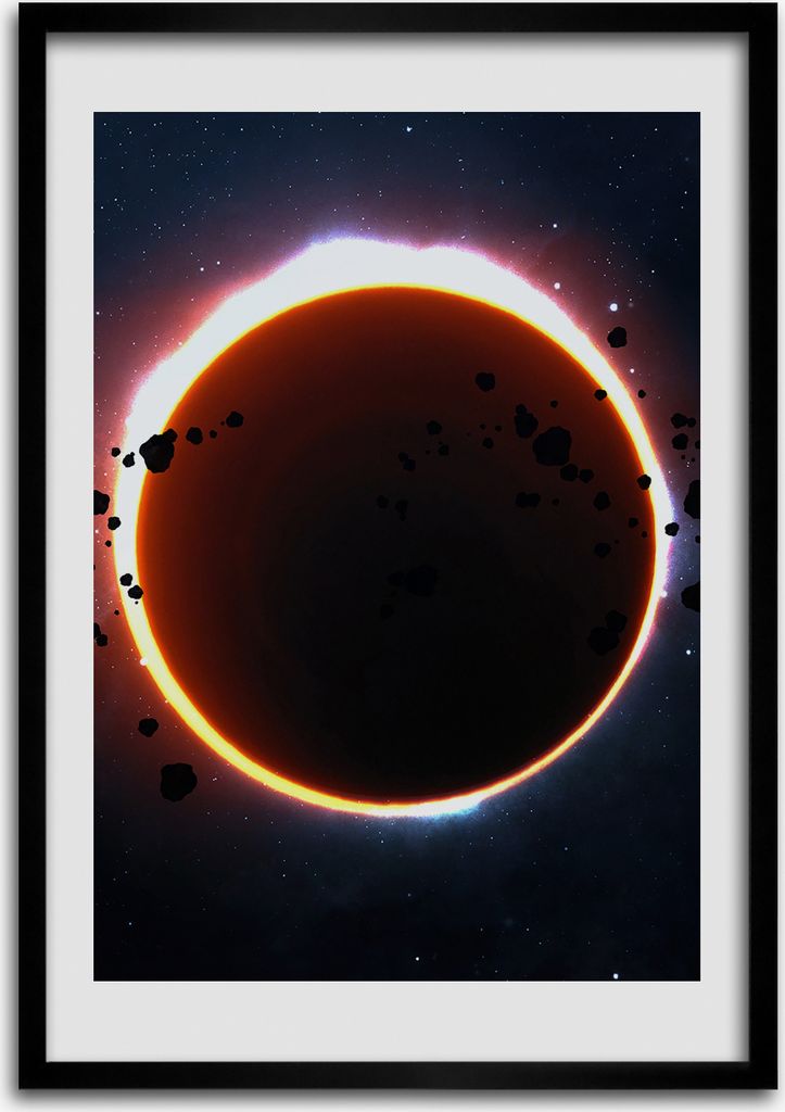 Bild - Bilderrahmen - 50 cm x 70 cm - MDF - Rahmen - Wandkunst Sonnenfinsternis