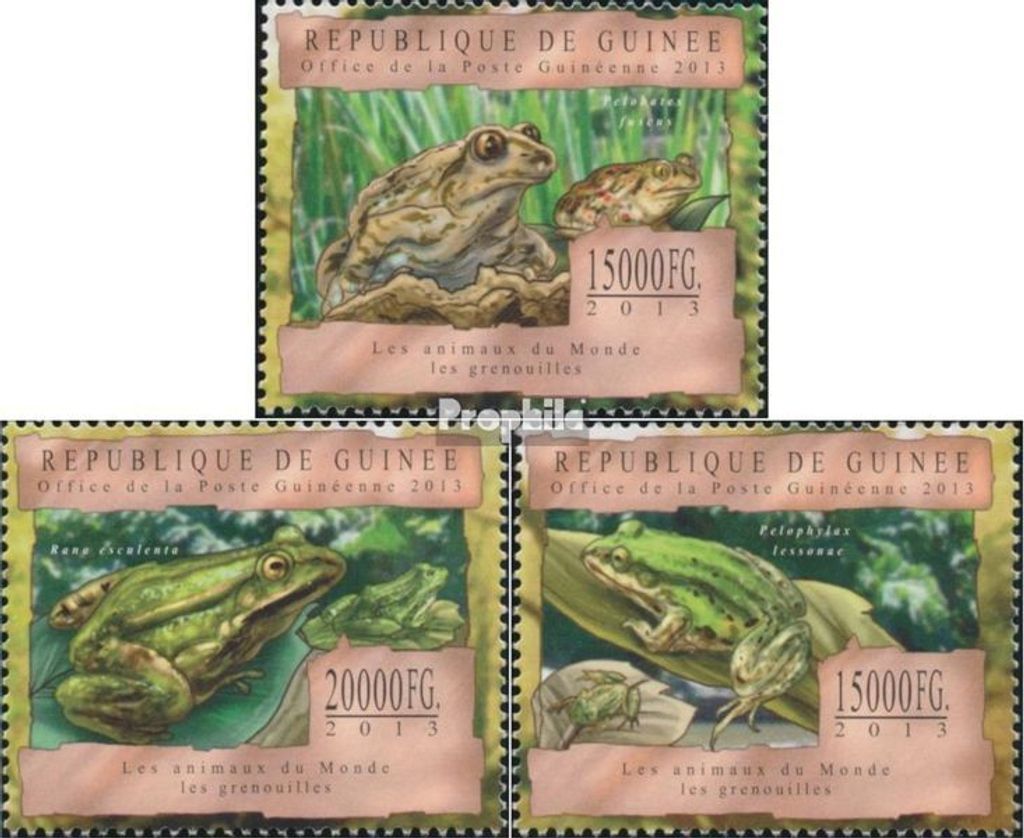 Briefmarken Guinea 2013 Mi 9805-9807 (kompl. Ausgabe) postfrisch Frösche