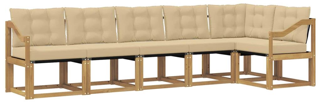 vidaXL Outdoor-Sofagarnitur mit Kissen 6 pcs Weiß und Beige
