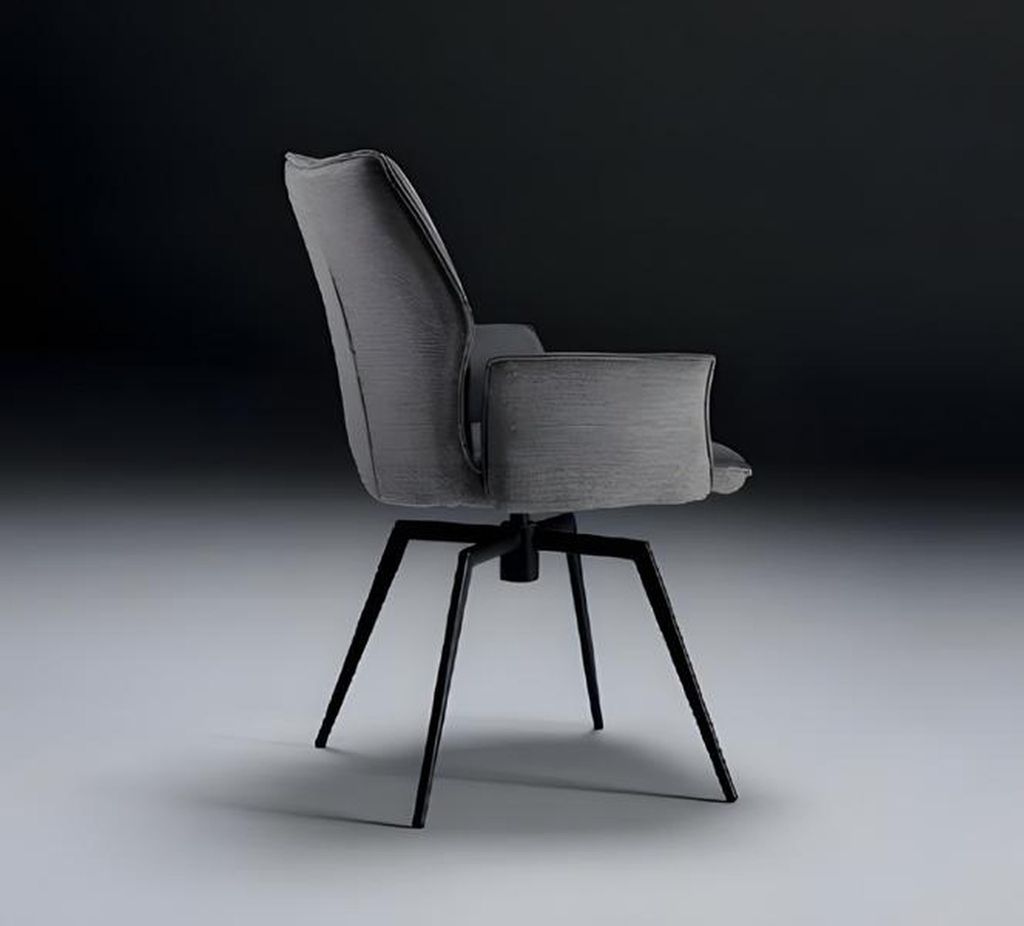 Stühle Esszimmer Design Textil Luxus Schwarz Esszimmerstuhl Stuhl mit Armlehne