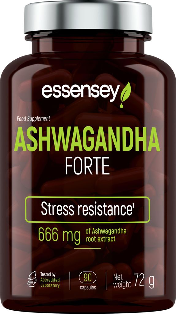 ESSENSEY - ASHWAGANDHA I 666mg I 90 Kapseln I Labor I 10 mg Vitanolide I Vegetarier & ohne Zustze I Leicht zu schlucken I Zellulosekapsel