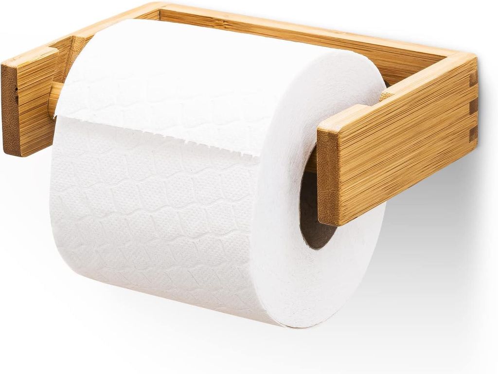 Toilettenpapierhalter aus Bambus – Langlebig und stilvoll – Sicherer Halt – Kein Herunterfallen – Ideal für ein natürliches und umweltfre...