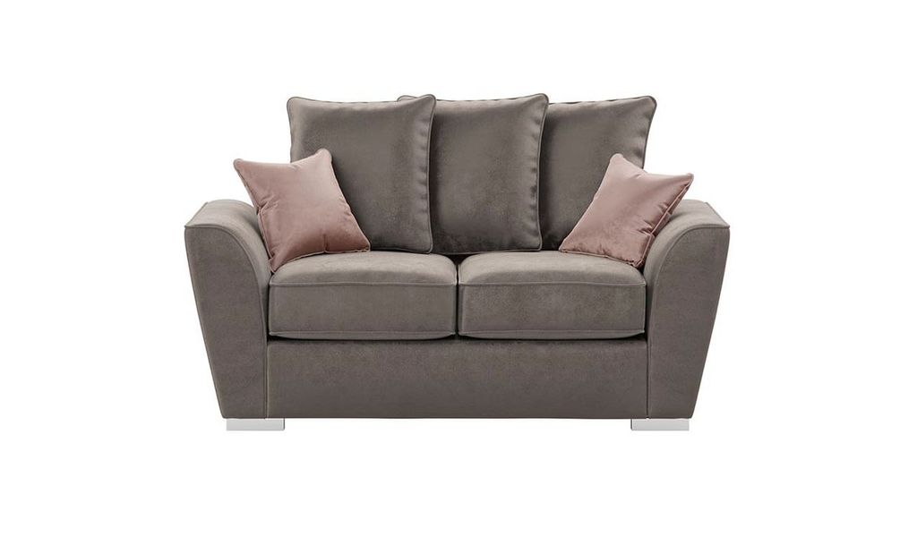 SLF24 - Zweisitzer-Sofa mit loser Rückenpolsterung Majestic - verblasstes Braun - Velluto 17/puderrosa - Velluto 14