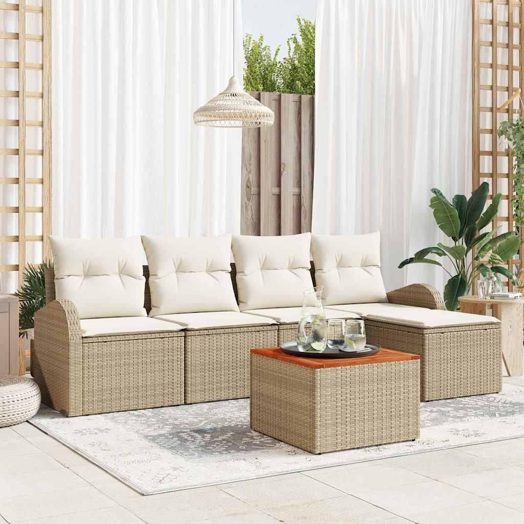 "2026 Promotion" Garten-Sofa-Set - Balkonmöbel - 6 pcs - Beige und Weiß - Gartenmöbelset CC19413