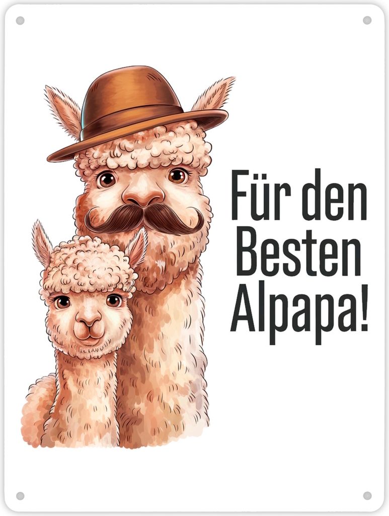 Für den besten ALPAPA! Metallschild XL in 21x28 cm - Alpaka Papa