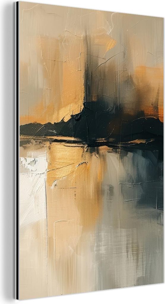 MuchoWow Wanddekoration Metall Metallbild Wandkunst 20x30 cm Modern - Abstrakt - Gold - Schwarz MuchoWow Aluminium Gemälde - Alu Dibond Bild