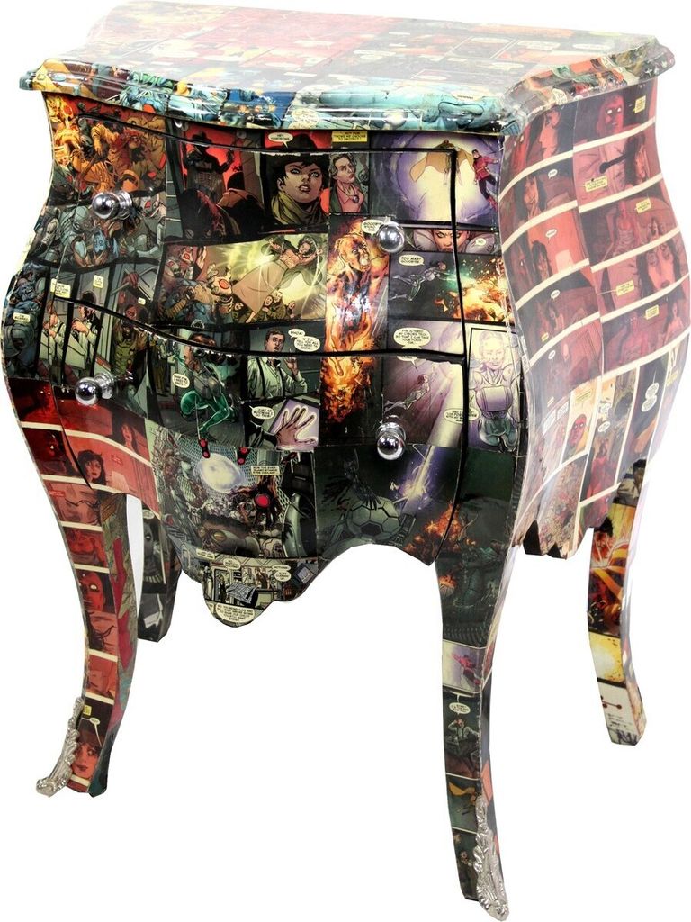 Casa Padrino Barock Kommode Comic Design 63 cm x H 75 cm Mod2 - Handgefertigtes Unikat - Limited Edition