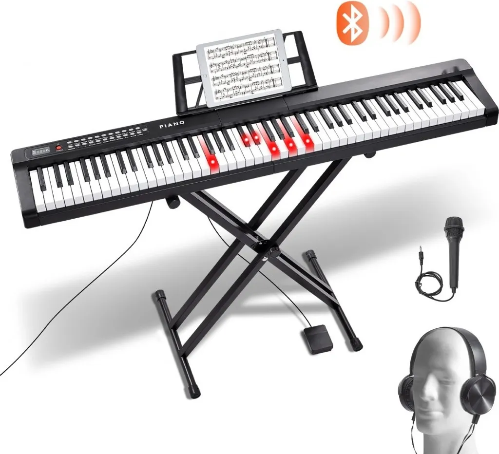 Piano numérique 88 touches pour débutant et pro avec support réglable