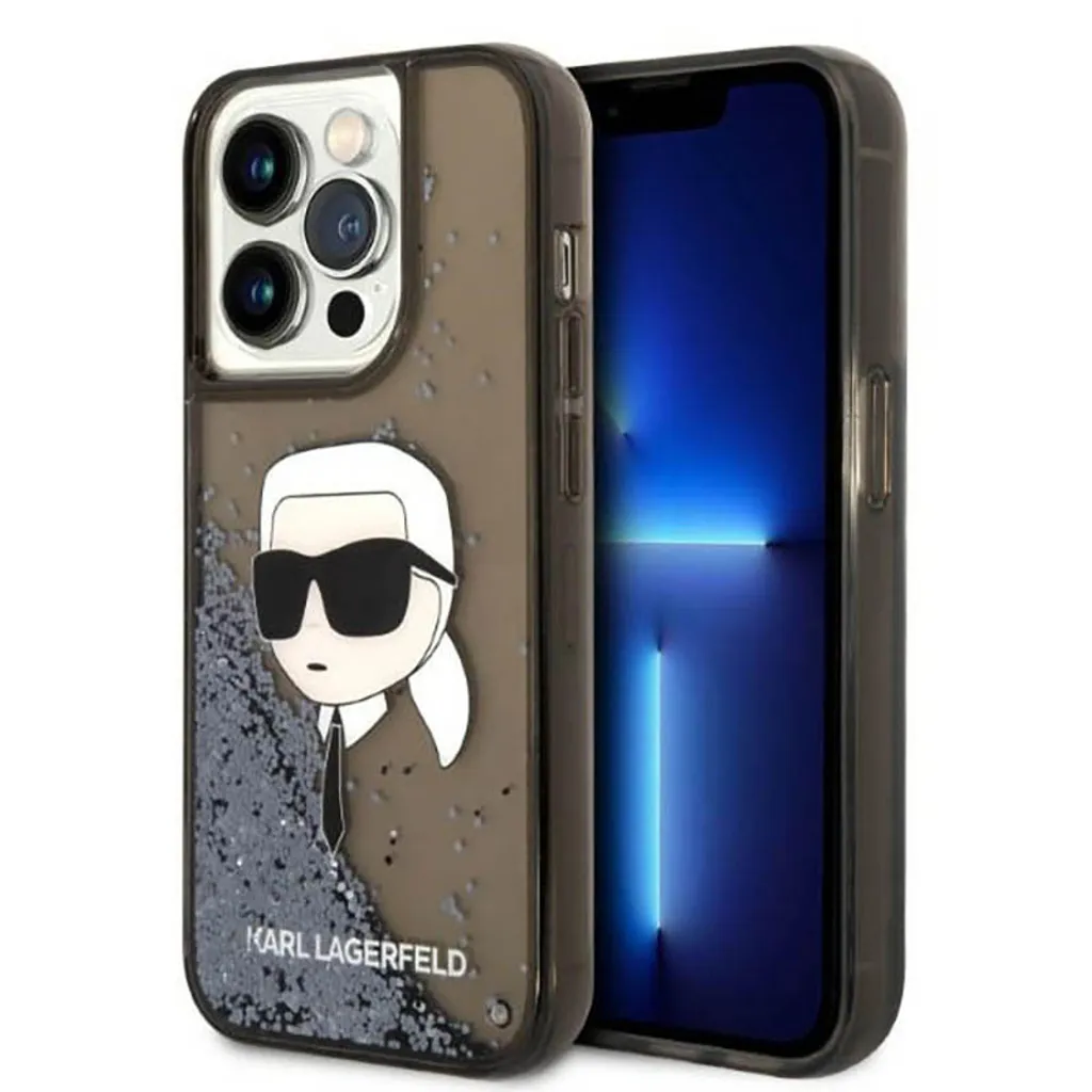 Custodia iPhone 14 Pro Max Karl Lagerfeld Nero Glitter Karl Head Originale