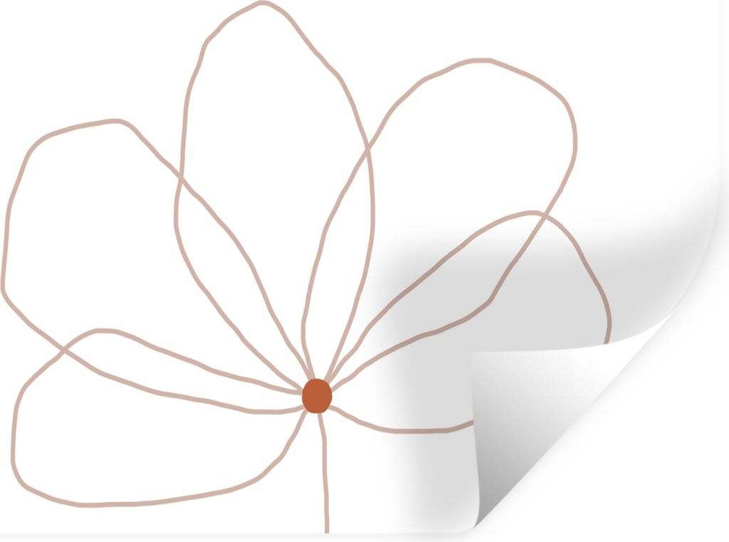 MuchoWow Wandtattoo Wandsticker Wandaufkleber Blume - Strichzeichnung - Natur 120x80 cm Selbstklebend und Repositionierbar - Selbstklebend - Foto...