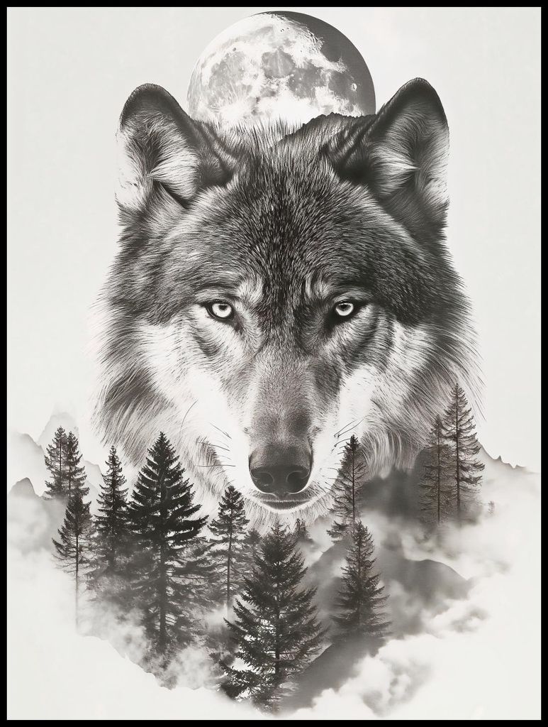 Plakat 75x100cm Wolfgeist des Waldes
